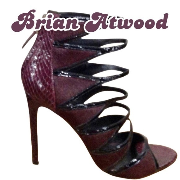 NWOT  B Brian Atwood Lynnden Strappy Sandal, Dark Red Sz 8.5 5” Heel EUC - Picture 1 of 14